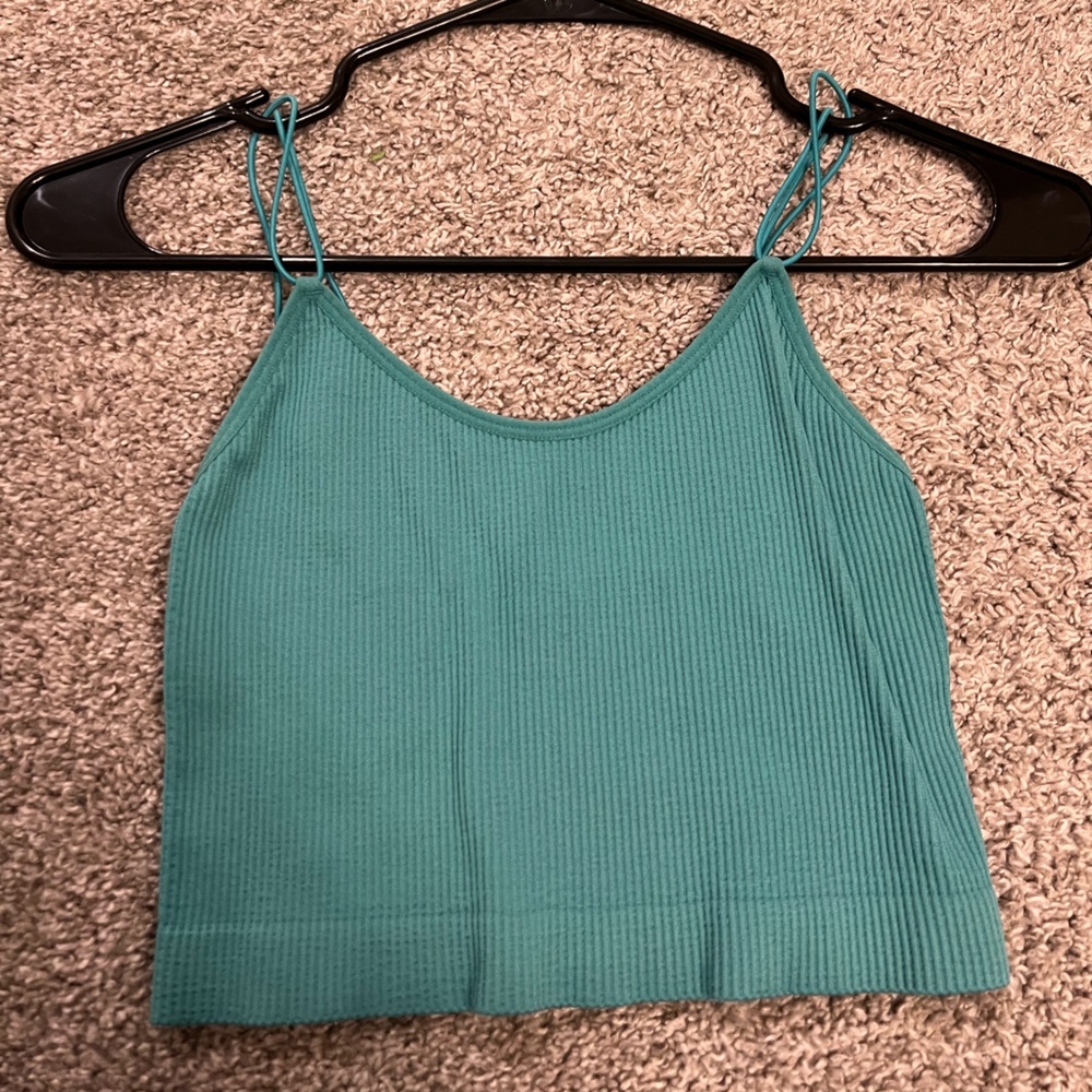 blue crop tank